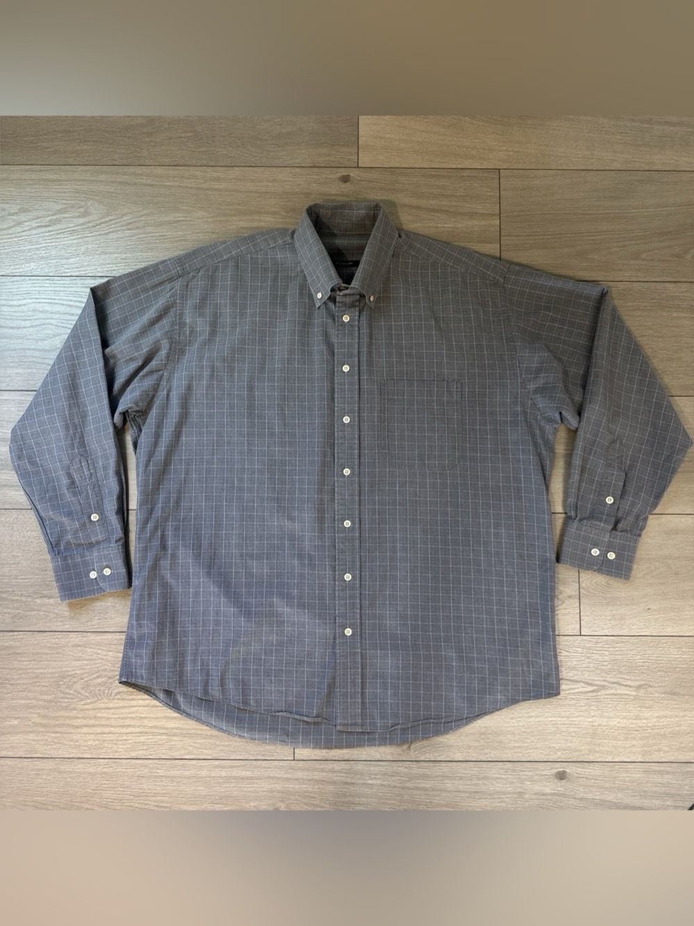 BURBERRY London Men’s Size XL Dress Shirt Grey Plaid Button Up
